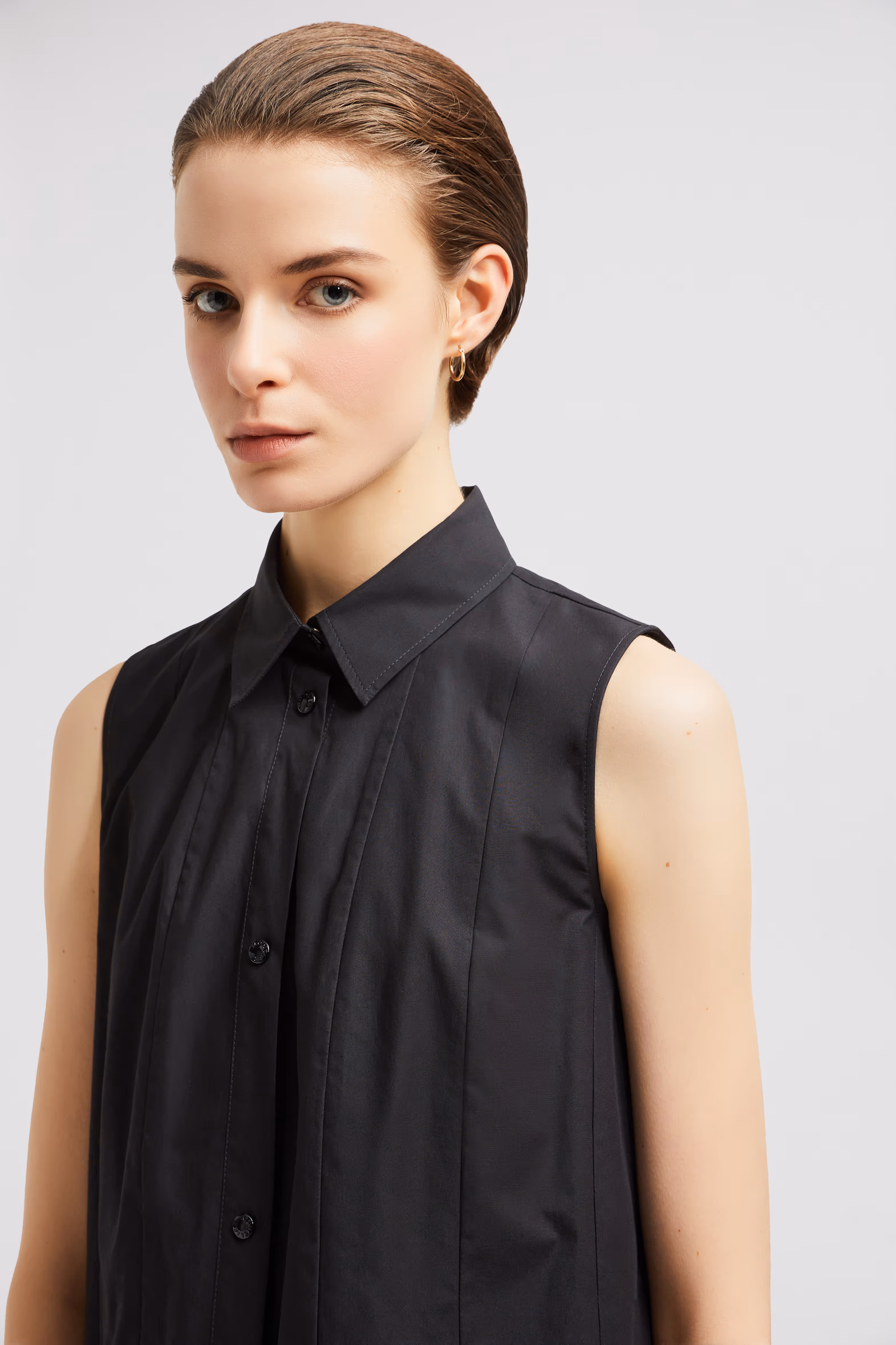 Cotton & Silk Mini Shirt Dress Women Black Moncler 4